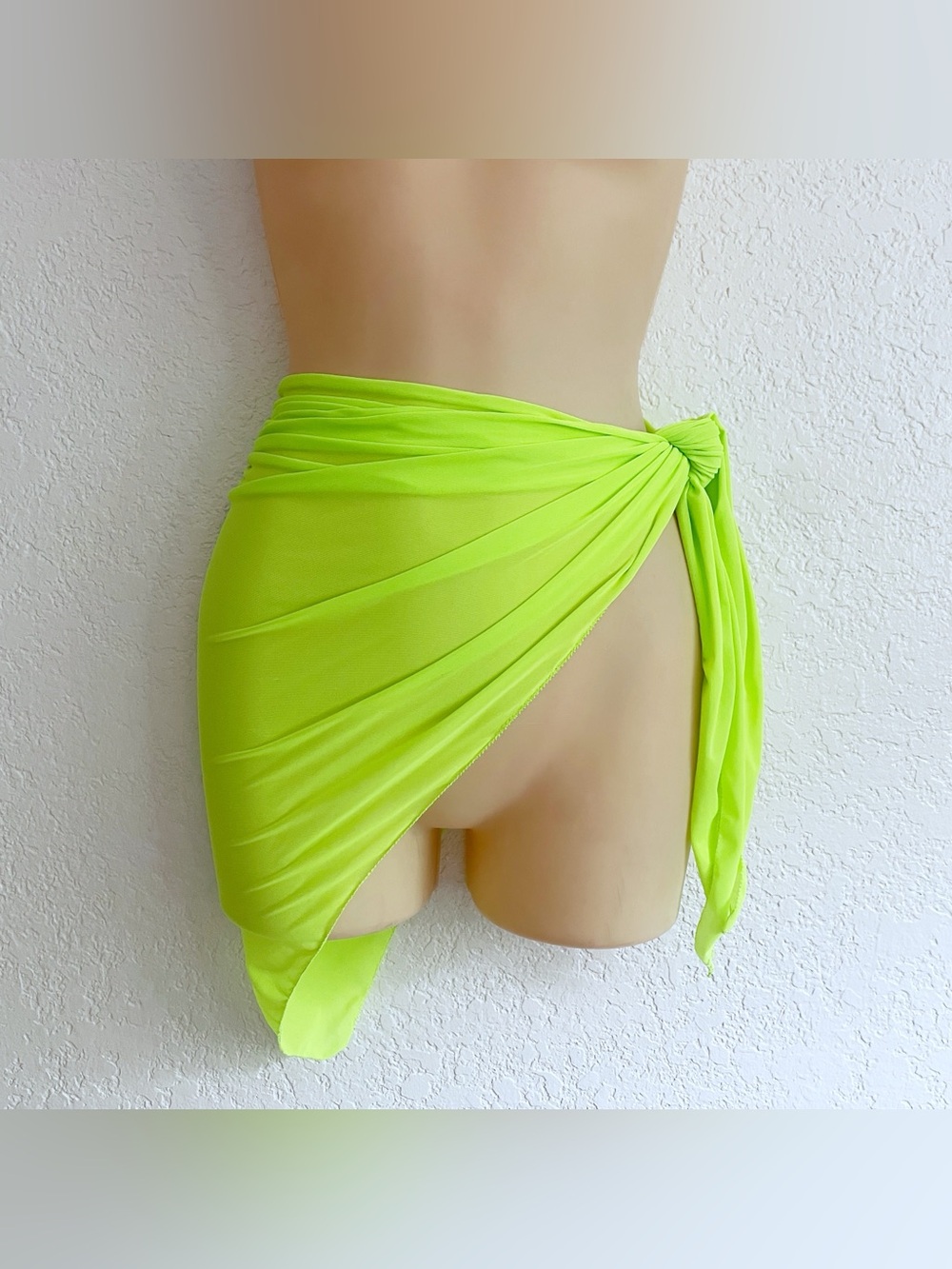 Skims Signature Swim Short Sarong Skirt Neon Lime Green S/M Cover-Up Y2K Bratz